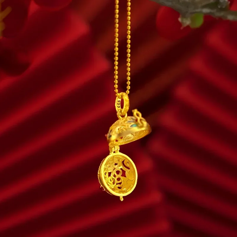 9999 реальное золото 24K серия благословения Tianguan подвеска в старинном стиле виде