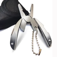 outdoor mini folding muilti functional plier clamp keychain outdoor hiking tool pocket multitools knife
