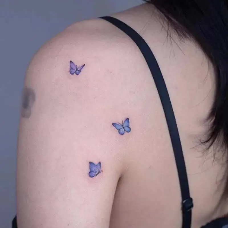 

Purple Butterfly Temporary Tattoos Waterproof Colorful Arm Wrist Chest Fake Tatto Stickers For Women Grils Decals Tatoos