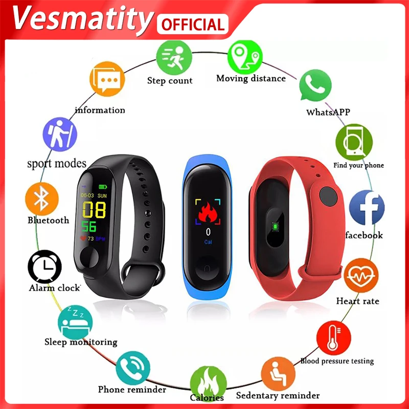 

For Xiaomi M3 Sport Watch Fitness Tracker Smart Band Waterproof Smart Bracelet Blood Pressure Heart Rate Monitor Smart Wristband