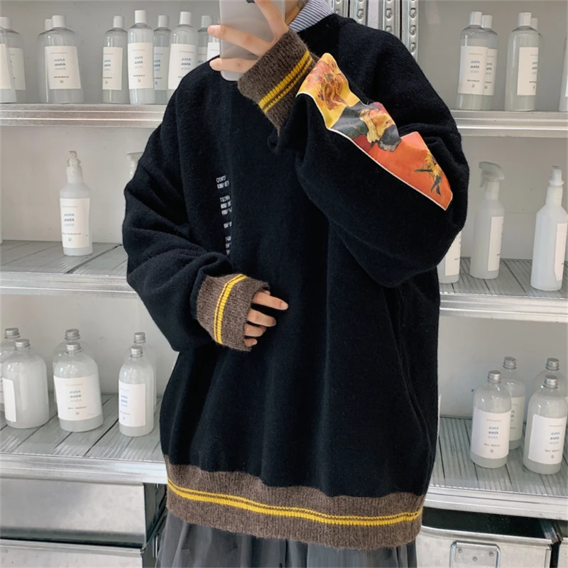 Autumn and Winter New Men Thickened Round Neck Sweater Couple Relaxed Retro Japanese Knitted Sugi Trendy Outerwear Pullover Sugi