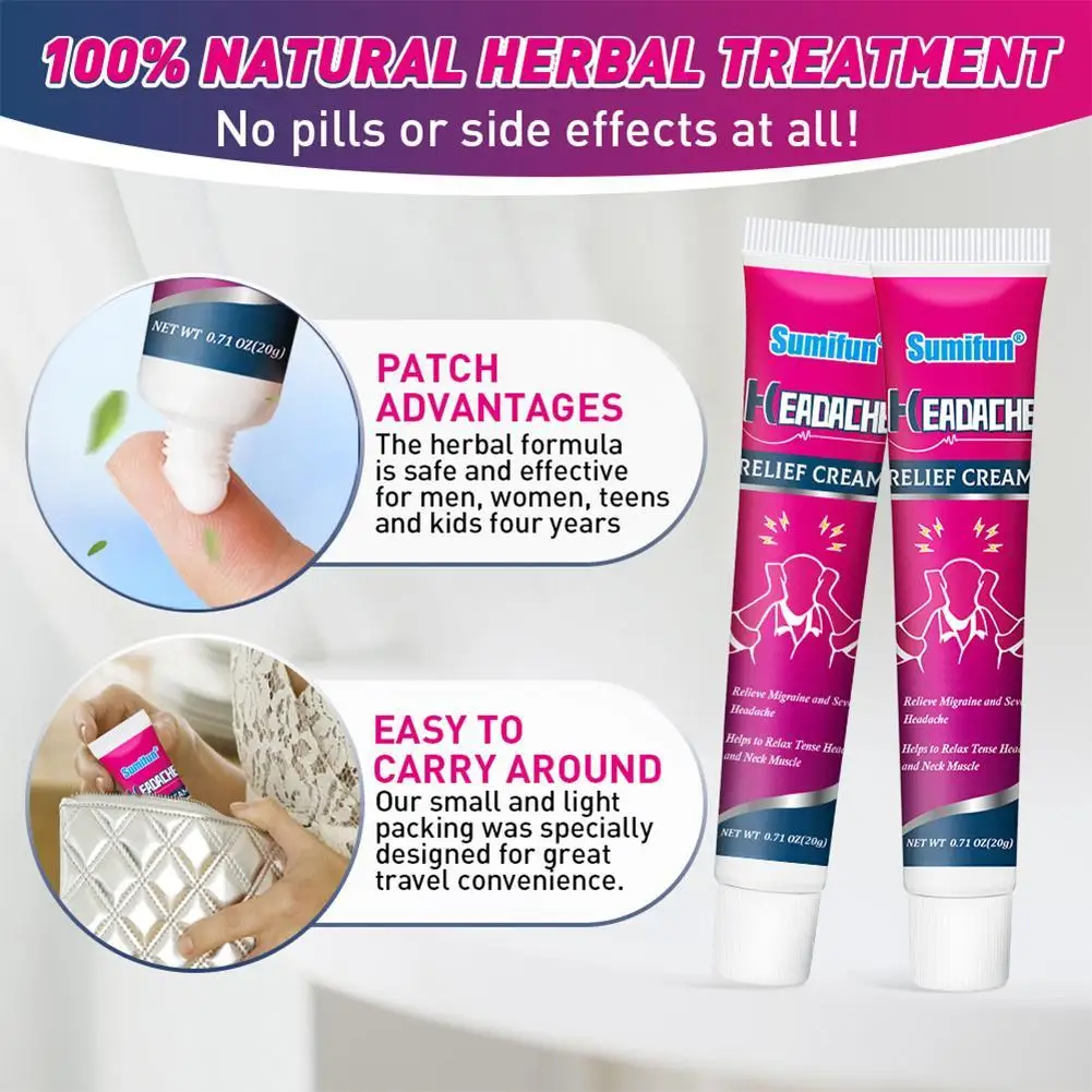 New Headache Relief Cream Herbal Migraine Treatment For Relax Nerve Relieve Stress Soothing Pain Dizziness Medical Ointment | Красота и