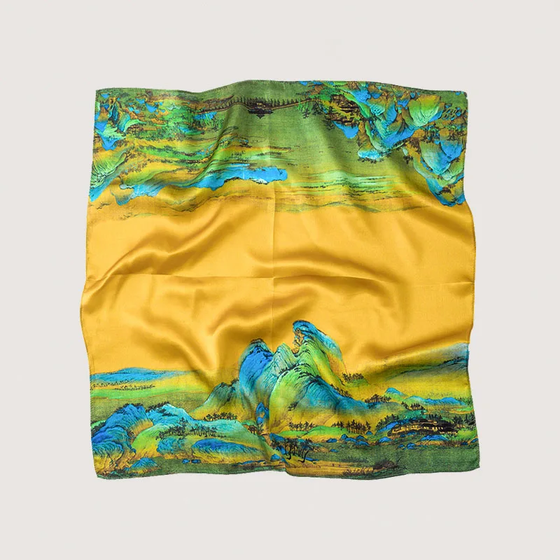 Женский квадратный шарф из чистого шелка 100% шелк тутового шелкопряда с рисунком