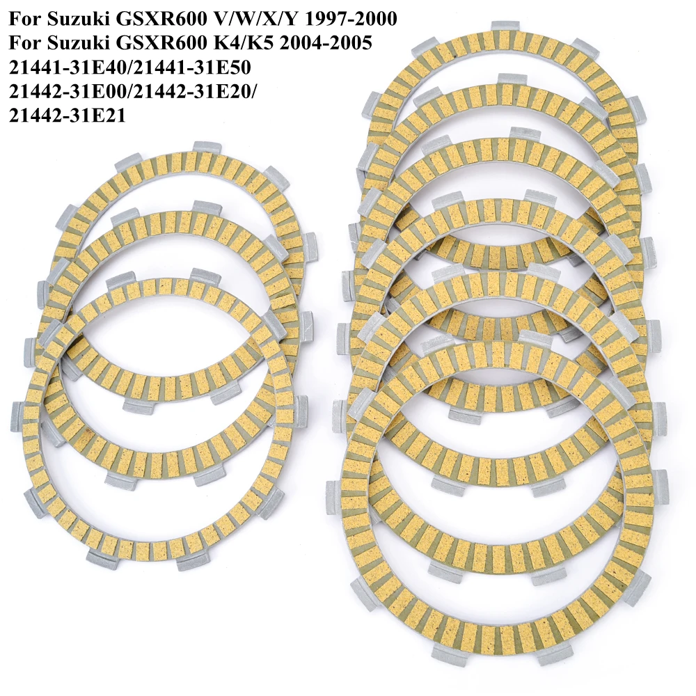 

Диск сцепления GSXR 600, комплект фрикционных пластин для Suzuki GSXR600 K4/K5 1997-2000 2004-2005 21441-31E40 21442-31E00 21441-31E50