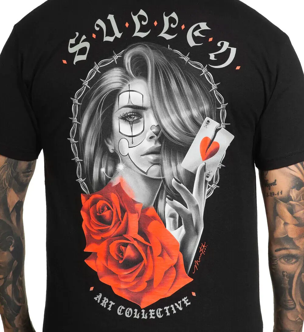 Мужская футболка Sullen Pin Up Street Life Rock Gothic Americana Tattoo Art BROKEN HEART