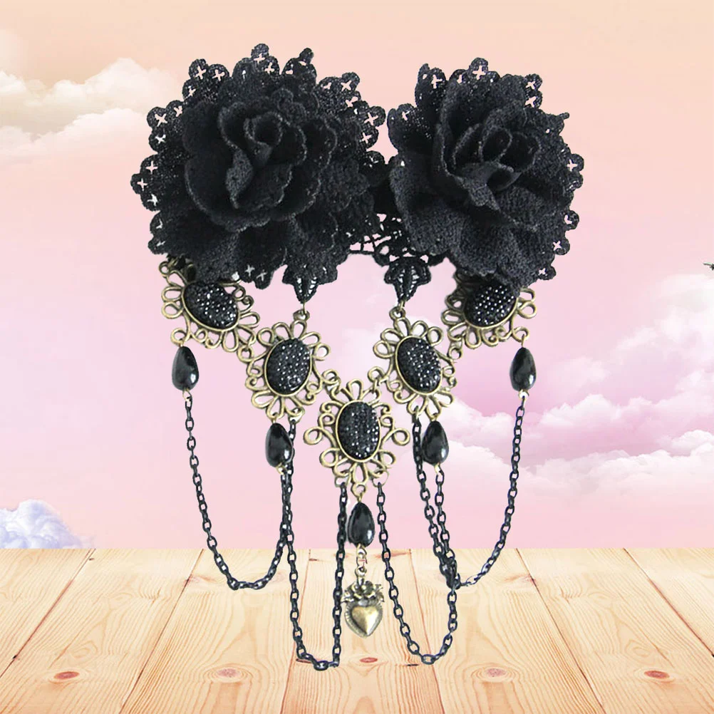 

1pc Hair Clips Lace Roses Hair Clip Hair Sticks Hairpin Headdress with Tassels for