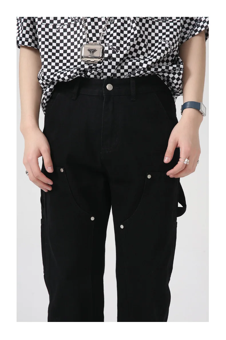 Four Seasons Trousers Korean Version Loose Straight Ins Tide Brand Zipper Design Jeans Men Streetwear Ins Hot Sale Men Clothing