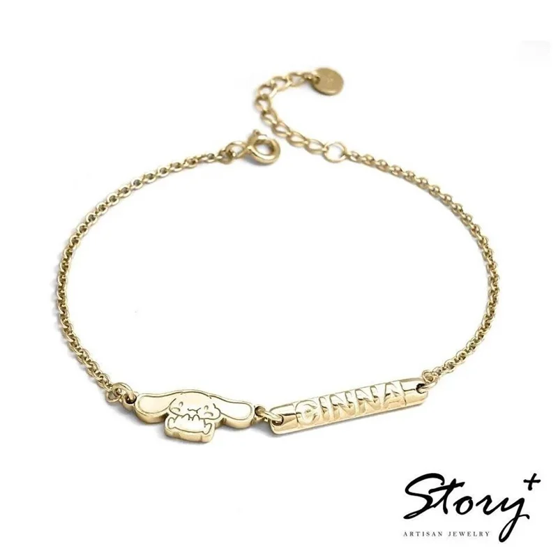 

Cute Cartoon Sanrioed Cinnamoroll Bracelet 925 Silver Plated Simple Bracelet Long Lettering Kawaii Anime Jewelry Couple Toy Gift
