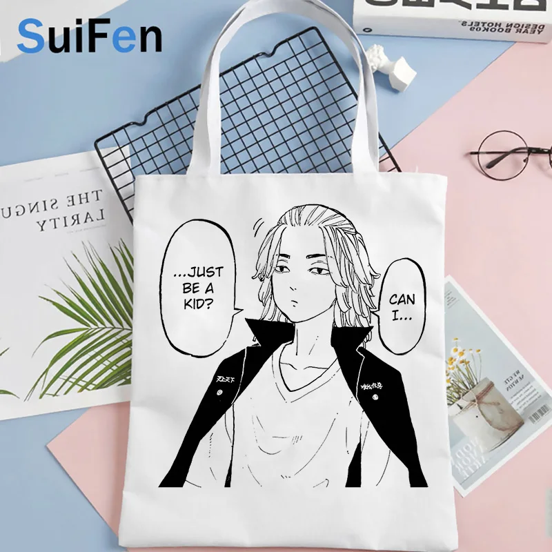 

tokyo revengers shopping bag eco grocery shopper canvas cotton bag reciclaje sacola bolsa compra custom
