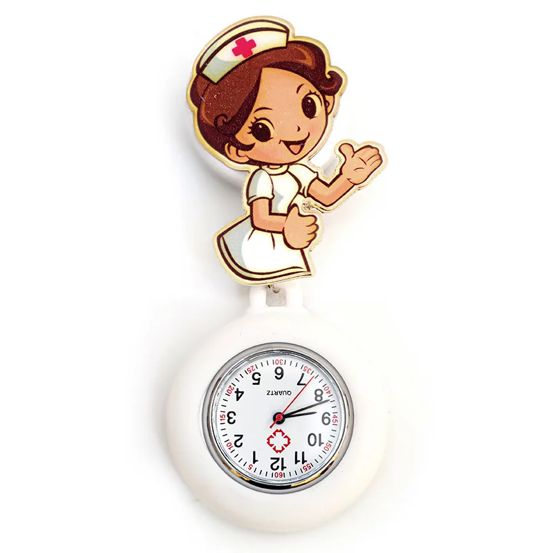 Female Watches Quartz Chest Pocket Watch Student Gift Lovely Cartoon Nurse Pocket Watch Doctor Scalable Silicone Nurse Table