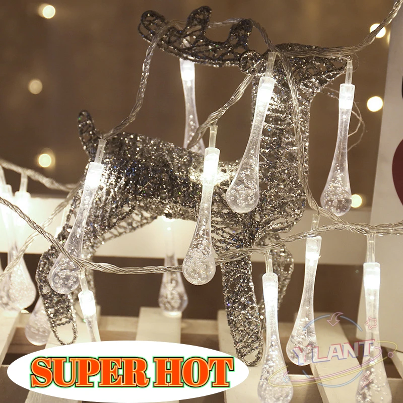 

СВЕТОДИОДНАЯ Гирлянда в виде капли воды, наружный шнурок с питанием от USB и аккумулятором, комнатное украшение для свадьбы, Рождества