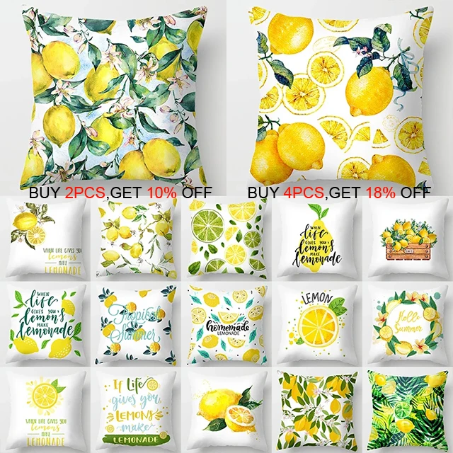 Летняя декоративная наволочка с рисунком лимона 2022, тропические фрукты, искусственная подушка, подушка для дивана, декоративная наволочка