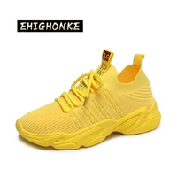 new women s shoes mesh summer breathable yellow sneakers korean tennis lace up vulcanized shoes shite walking flight outdoor