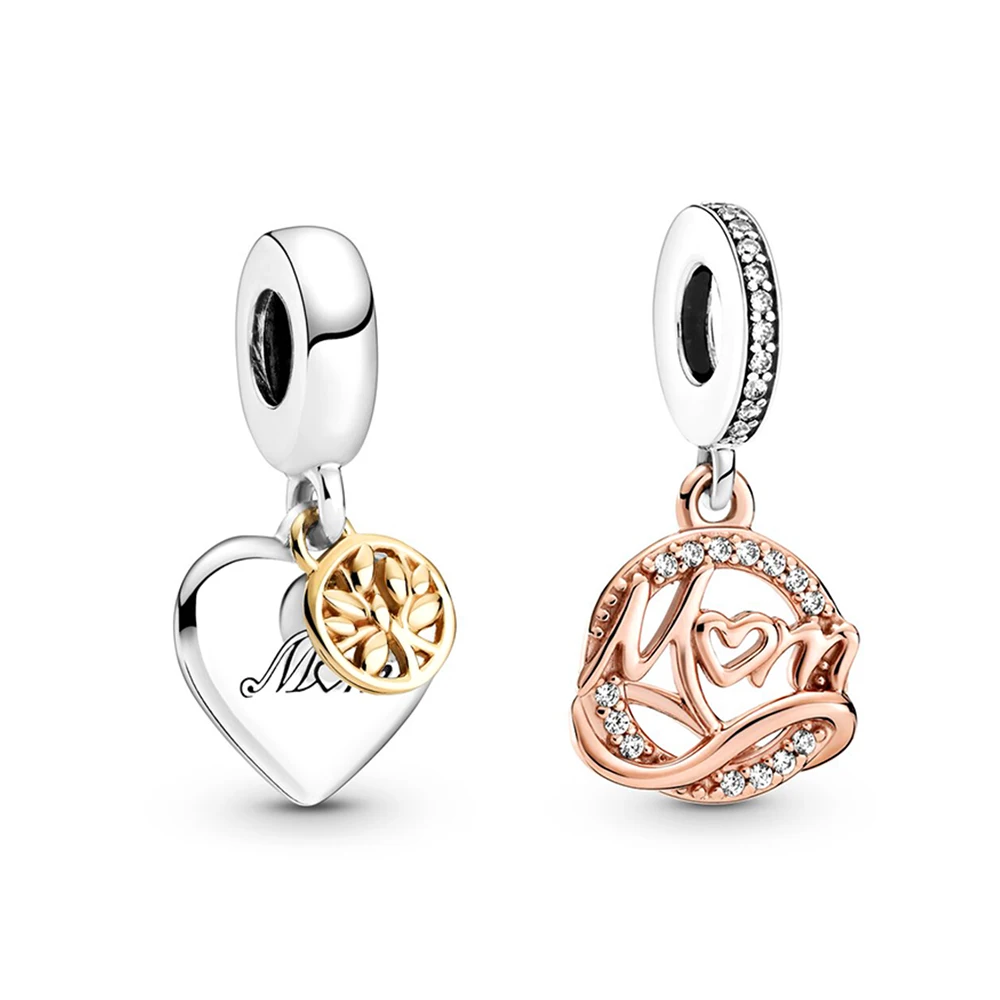 

925 Sterling Silver Totonet Family Tree & Heart Charm with Pendant fit Pandora Bracelet DIY Jewelry for Women Birthday Gifts