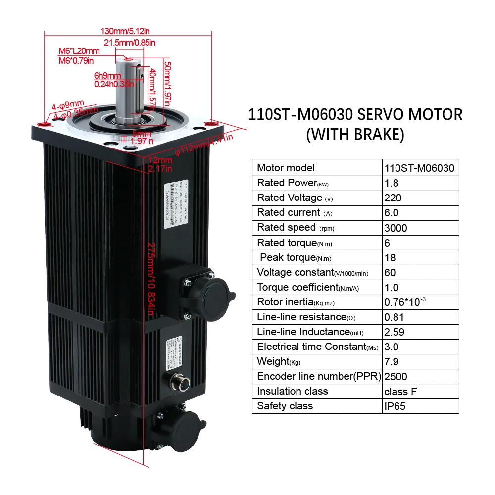 Фото Серводвигатель MHCNC 1800W 110ST-M06030 AC 6N 1.8KW 220V с драйвером T3L-L30F-RABF T3M-L30F-GABN, постоянный магнит, для ЧПУ №3