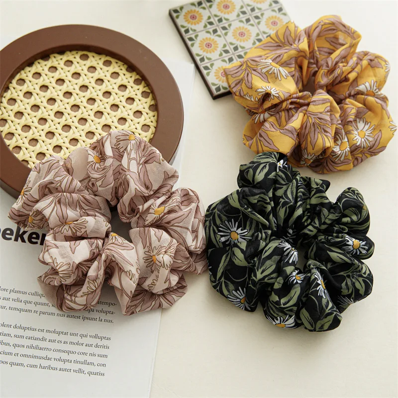

Ins Flower Oversized Scrunchies Women Hair Accessories Simulation Sunflower Big Hair Rope Large Wide Floral Fabric Hair Ring DIY