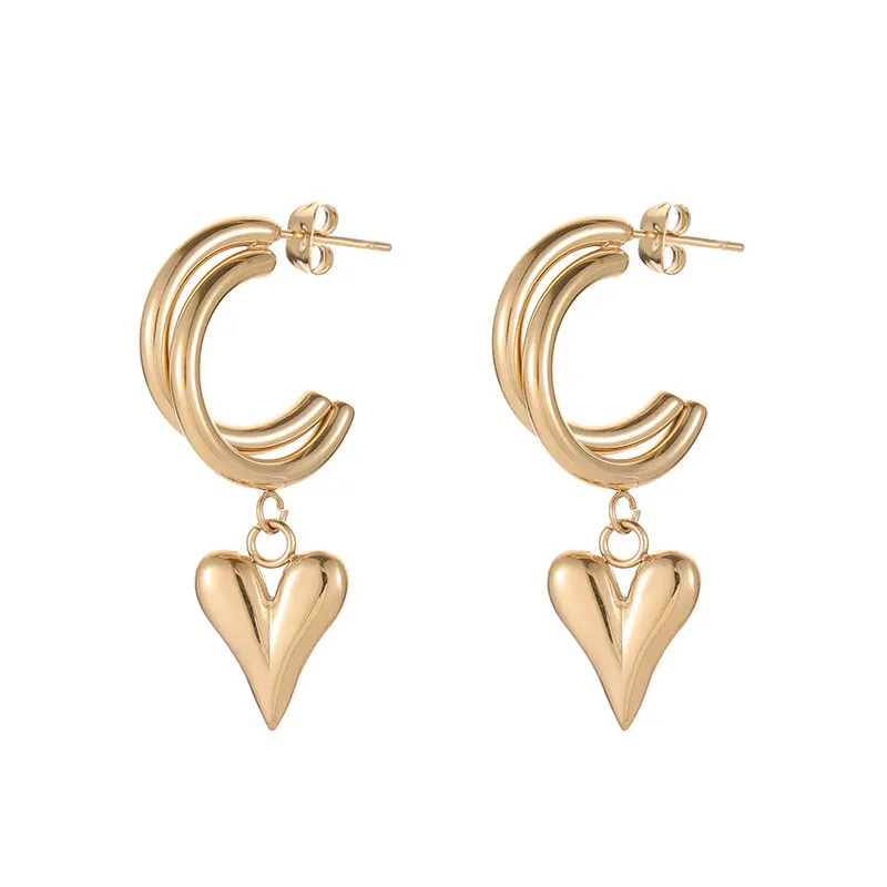 

XIYANIKE Korean Style Women's Earrings Stainless Steel Gold Color Heart Shape Earrings for Women Vintage Girls Jewelry
