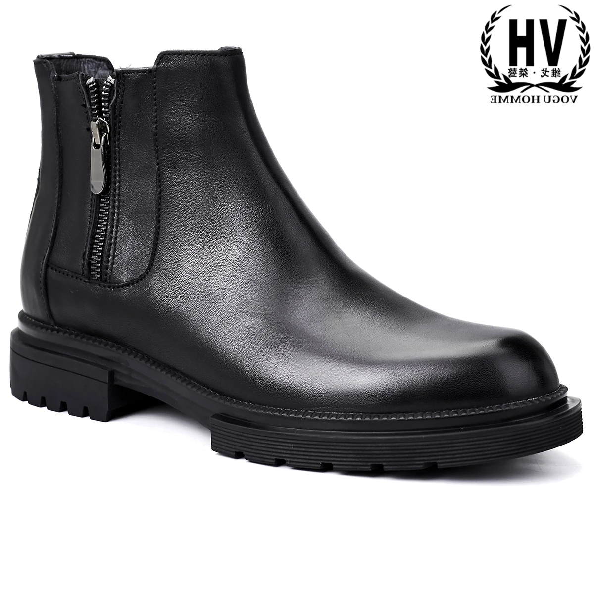 

autumn winter Chelsea boots mens round headed zipper Short Boots men High Quality Genuine Leather steel toe shoes cowhide