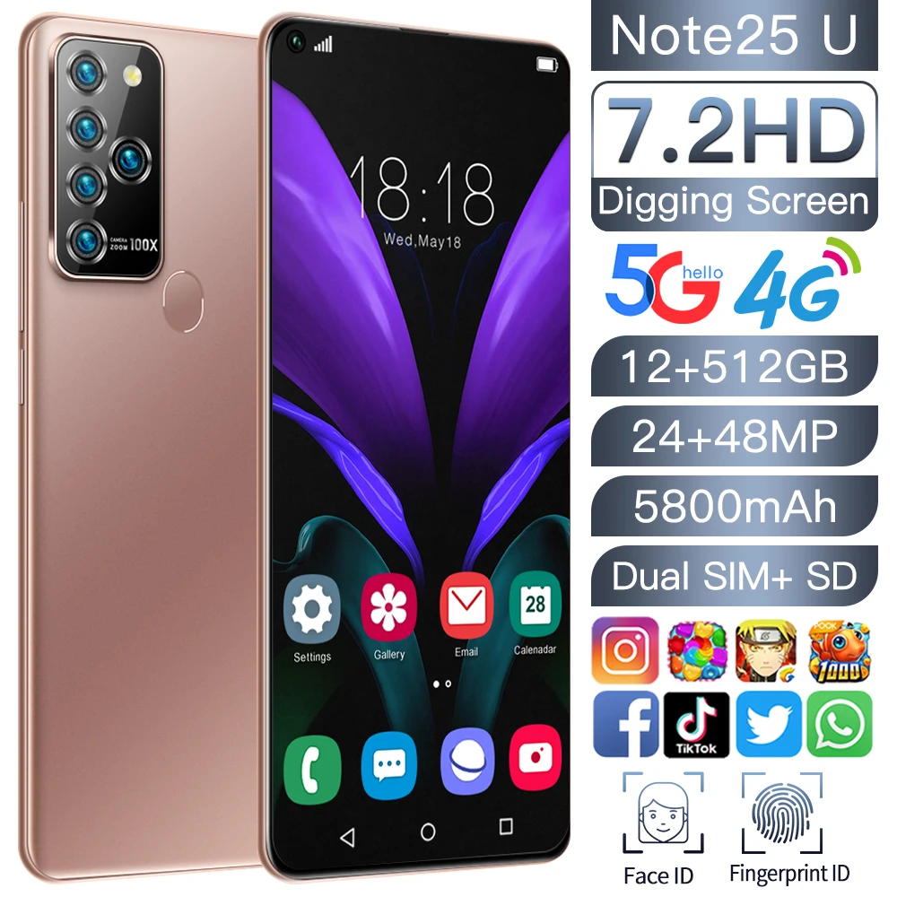 Новинка 2022 смартфон NOTE 25 U на Android 7 2 дюйма 5800 мач быстрая доставка |