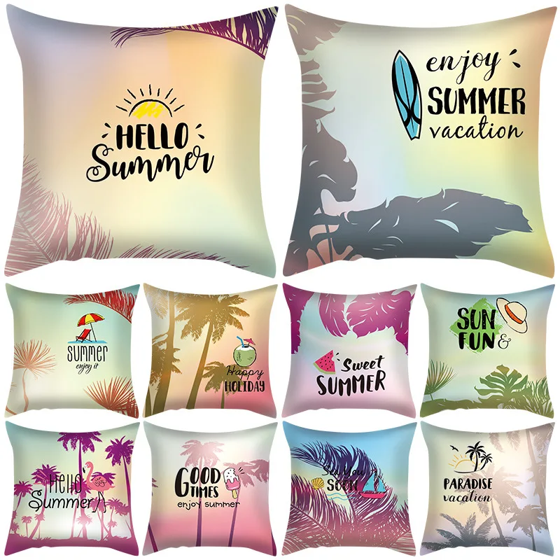 

Summer Beach Peach Skin Pillow Cushion Printed with Popular Household Fabric Pillow Comfortable Various Styles Available 24x24cm