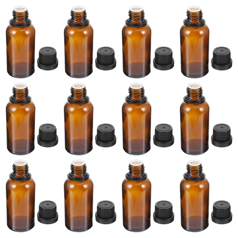 

6PCS 5ml-30ml Amber Glass Bottle Empty Essential Oil Bottles Aromatherapy Oil Massage Oil Containers Travel Refillable Bottles