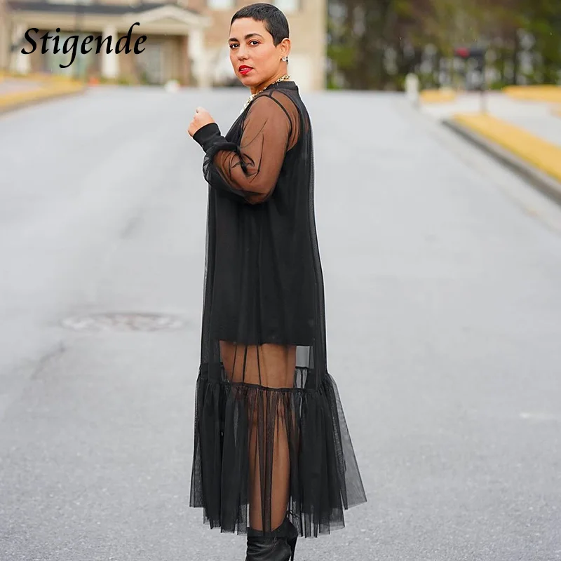 Женское Прозрачное платье-накидка с длинным рукавом в стиле пэчворк - купить по