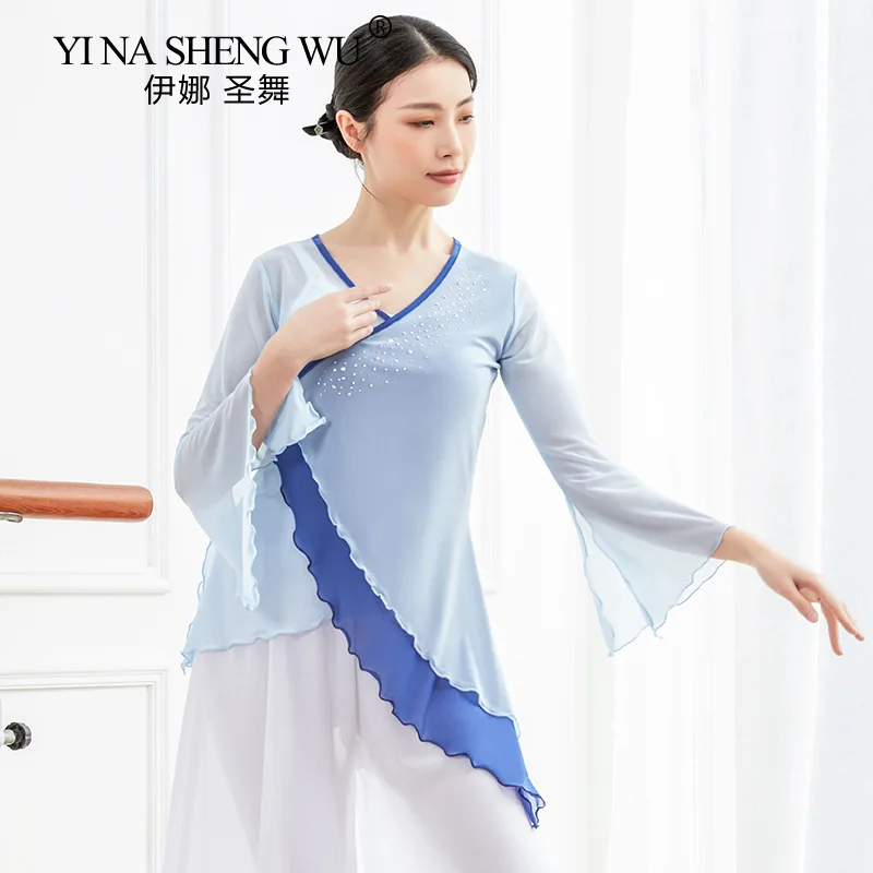 

Classical Dance Clothes Tops Women's Gauze Adult Stage Practice Clothes Tops Ancient Style Shirts Stage Performance Clothing New