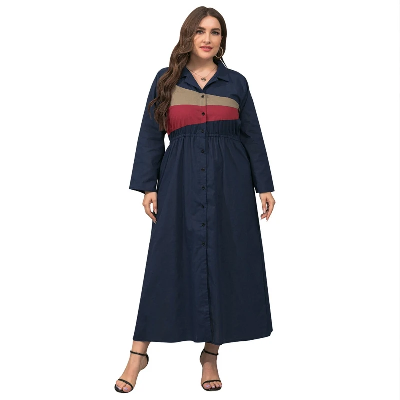 

Simple Female Midi Dress Over Size Lapel Dress High Waist Vacation Party Dating