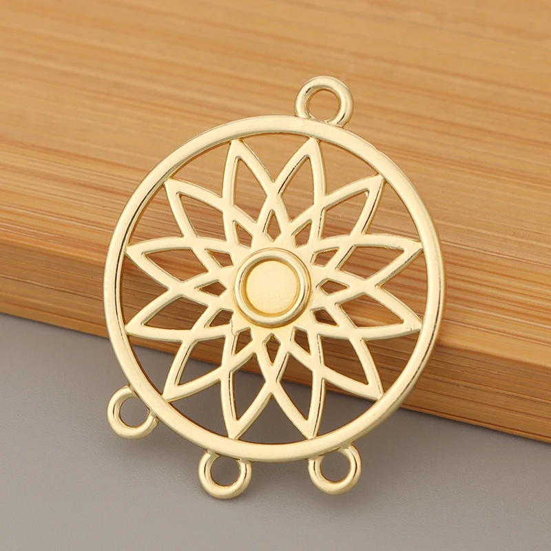 

6pcs/Lot Gold Color Dream Catcher Connectors Charms Pendants for DIY Earrings Jewelry Making Findings Accessories 33x27mm
