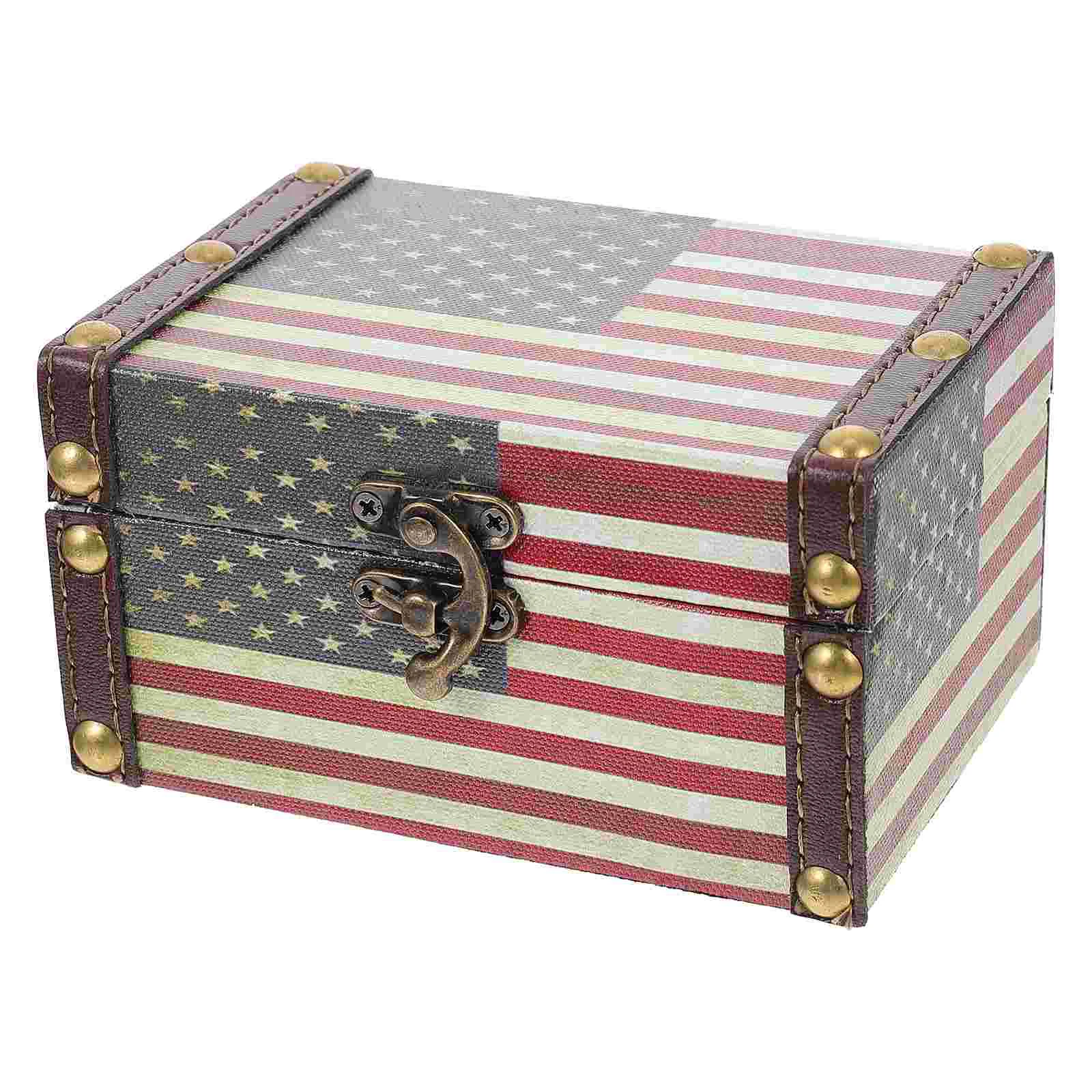 

Box Jewelry Wooden Trinket Organizer Keepsake Gift Treasure Storage Vintage Flag Boxes Uksmall Bank Holder Decorative Desktop