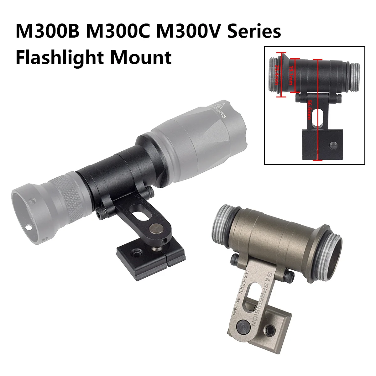 Фото Крепление для фонаря SureFire M300 M300B M300C M300V Light SS MAX Precision ARC на шлем MICH2000, крепление на боковую направляющую для быстросъемного шлема №3