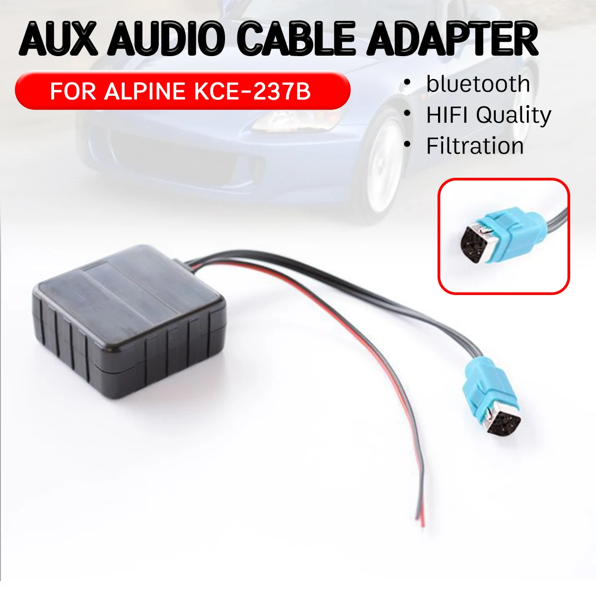 

bluetooth Aux Receiver for KCE-237B Cable Adapter with mic Hifi Quality wireless audio interface for Alpine 2009+ CDE-W203Ri