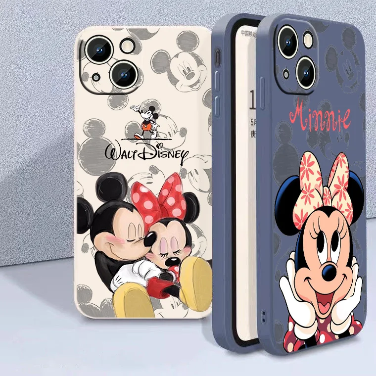 

Disney Minnie Mouse Phone Case For Apple iPhone 14 13 12 11 mini XS XR X Pro Max 8 7 6S 6 Plus Liquid Rope Cover