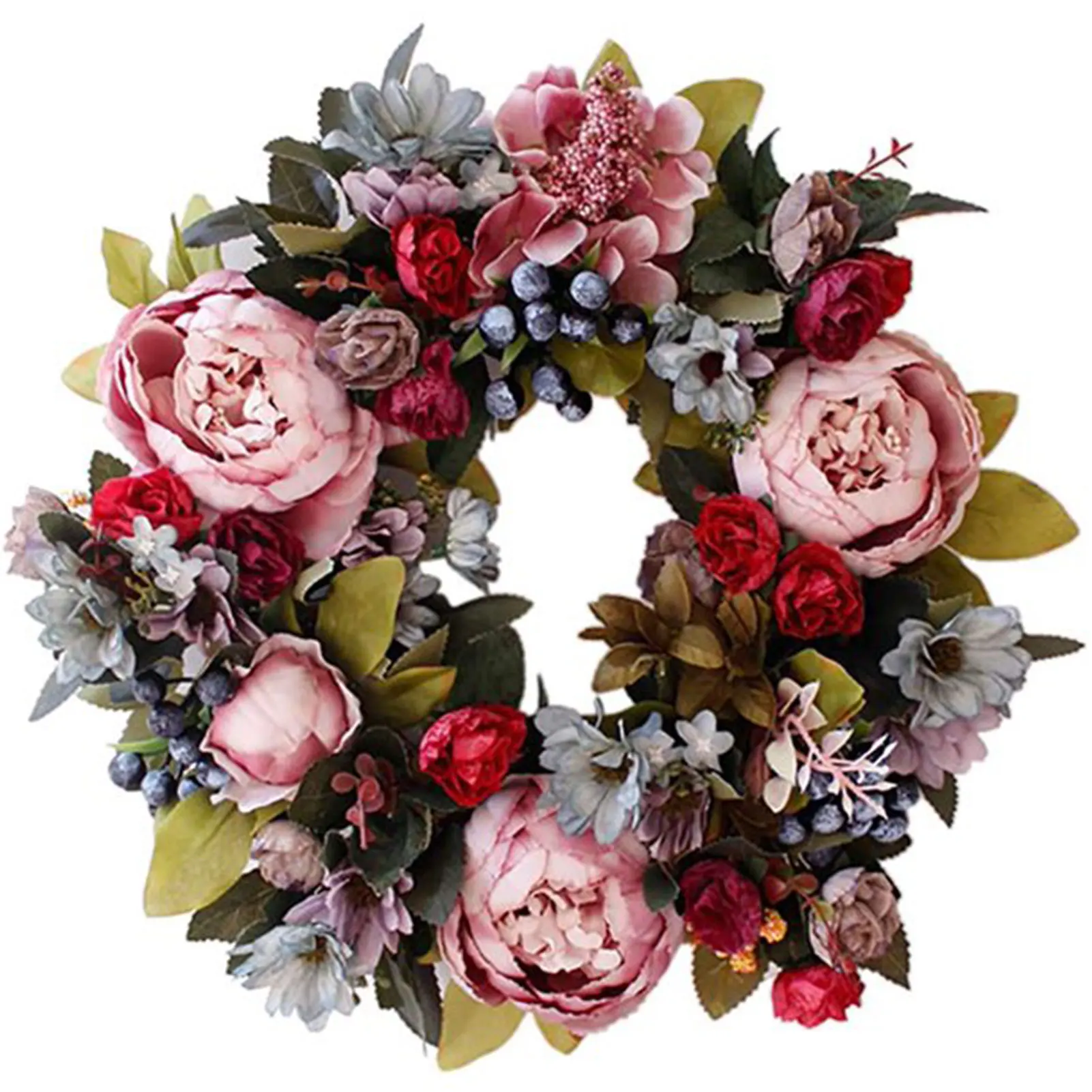 

35cm Craft Farmhouse Home Decor Artificial Wreath Garland Indoor Outdoor Party Fake Peony All Seasons Wedding For Front Door