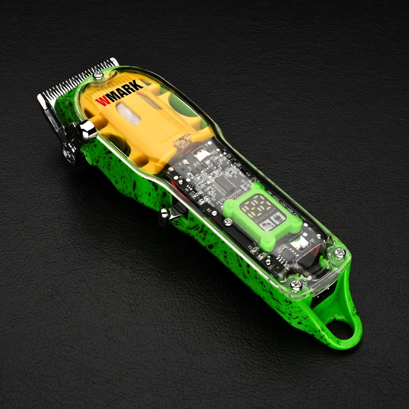 WMARK NG-408 Professioal Hair Trimmer Machine for Men Green Transparent Hair Cutting Machine Clipper Hair Men's Haircut Machine