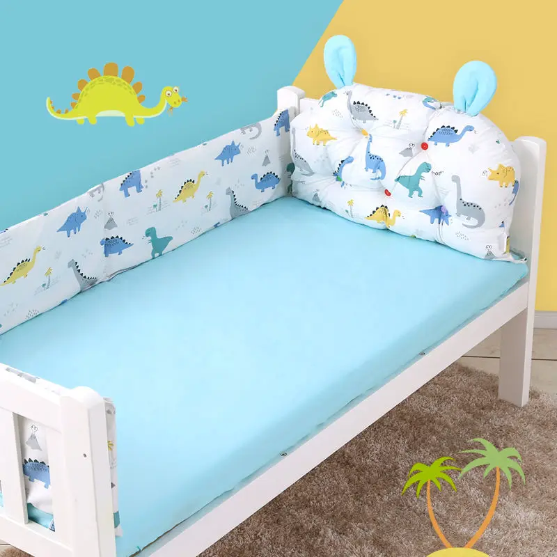 4PCS/Set Baby Bed Surround Sheet Children Cotton Cartoon Print Thicken Newborn Anti-collision Protect Bed Cot Bumpers Set