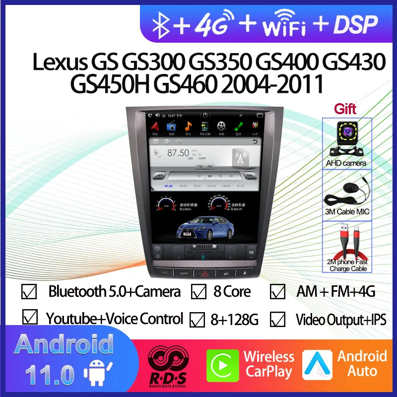 

Android 9.0 Tesla Style Car GPS Navigation For Lexus GS GS300 GS350 GS400 GS430 GS450H GS460 2004-2011 Auto Radio Stereo Player