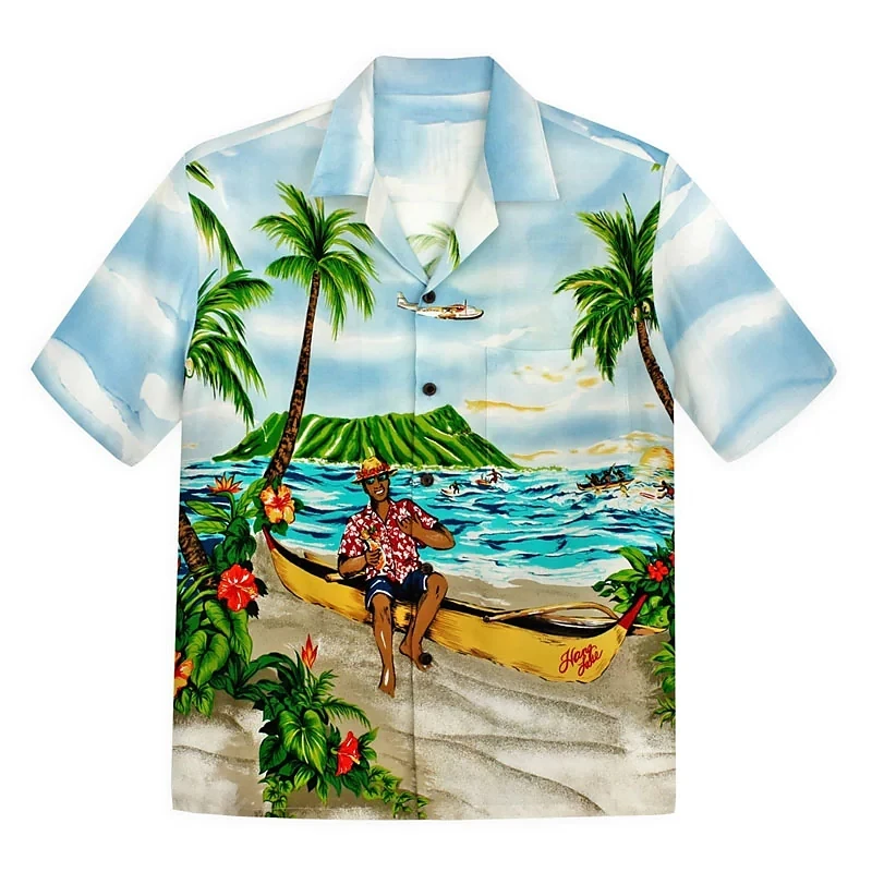 

Men's Shirt Summer Hawaiian Shirt Camp Shirt Graphic Shirt Aloha Shirt Coconut Tree Scenery Outdoor Street Short Sleeve