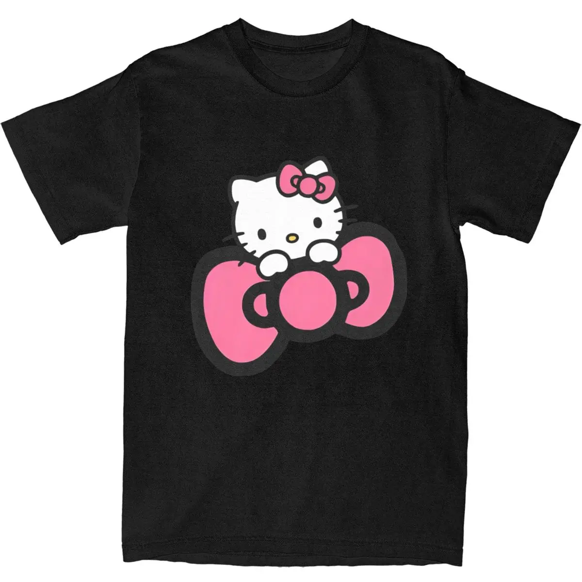 Футболка хлопковая оверсайз с бантом Hello Kitty футболки в стиле хип-хоп футболка для