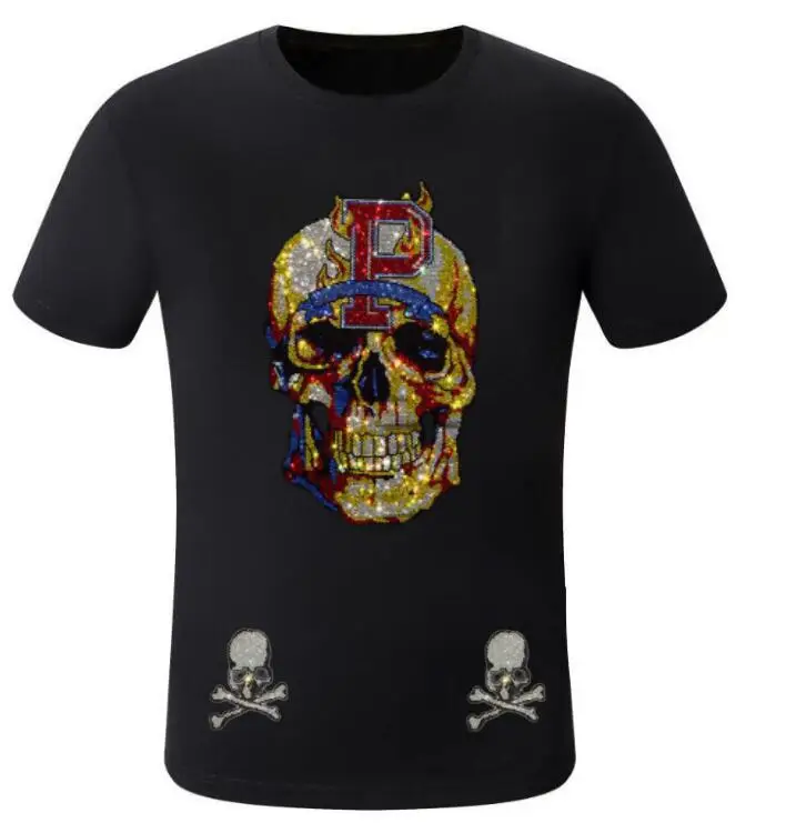 

Mens Hip Hop Men tees Streetwear Fashion Tops for Young Men High Street Rhinestone T-shirt
