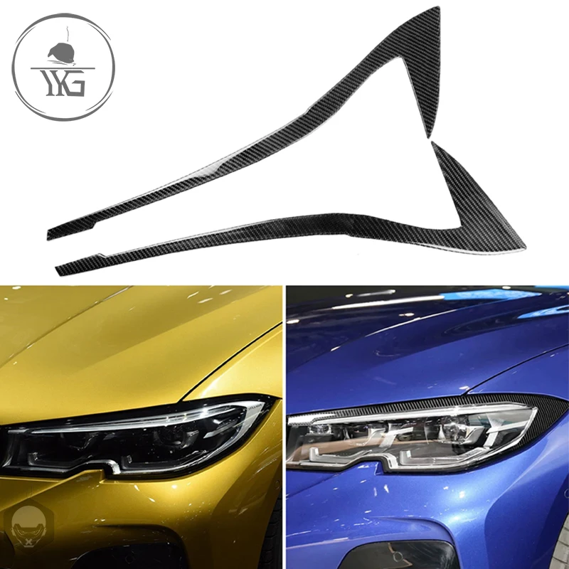 

For BMW 3 Series G20 G28 2019-2020 325li 330d 335 Car Accessories Carbon Fiber Sticker Headlight Eyebrow Eyelid Cover Decoration
