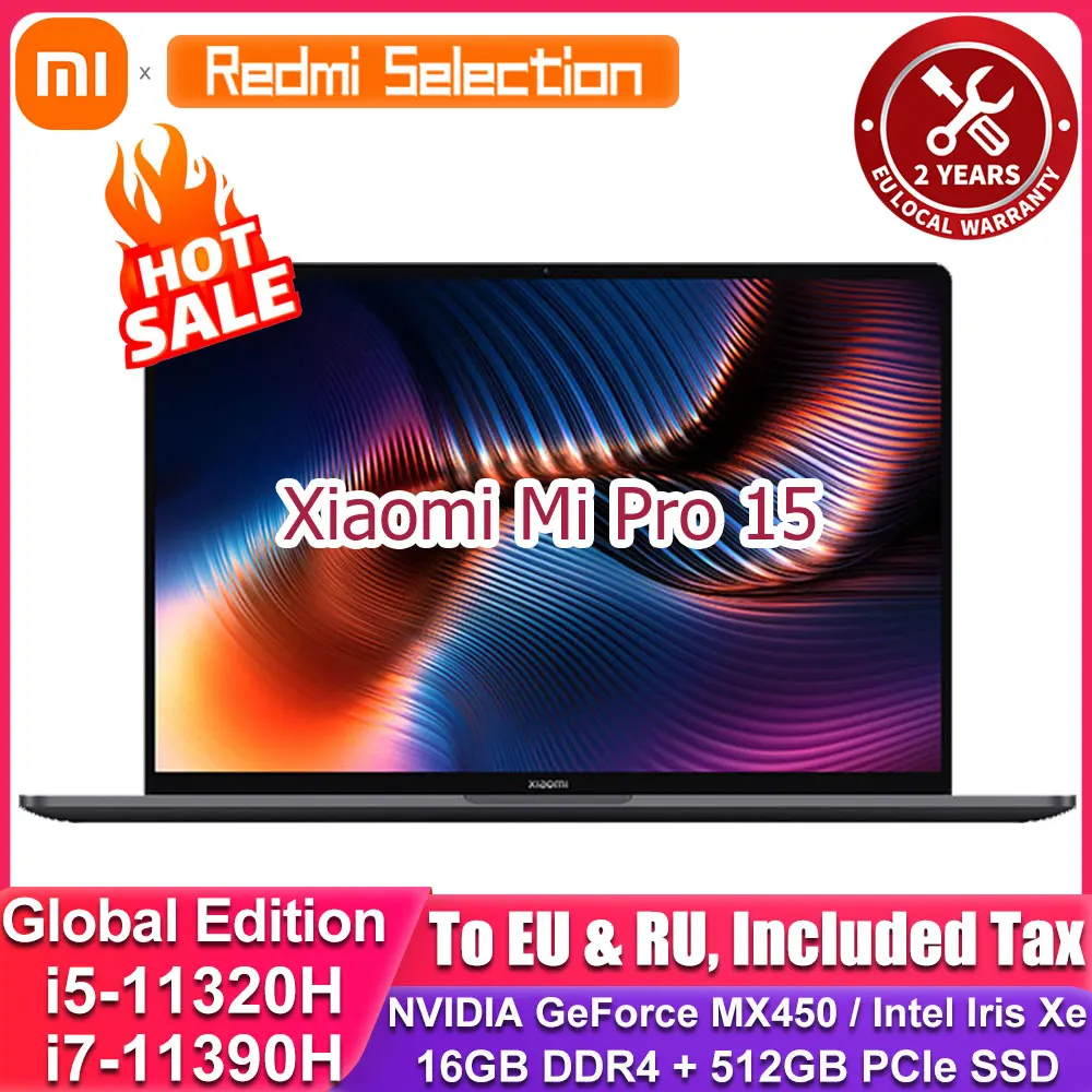 Ноутбук Xiaomi Notebook Pro 15 Intel MX450 i5-11320H / i7-11390H 16 Гб DDR4 512 ГБ SSD клавиатура с подсветкой Mi