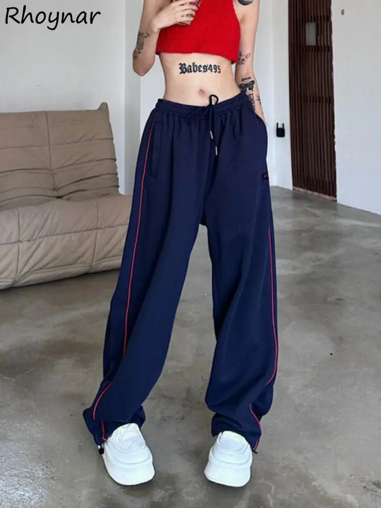 

Baggy Hip Hop Pants Women S-4XL Streetwear Harajuku Side-stripe Trousers American Style Students Vintage Summer Spring Fashion