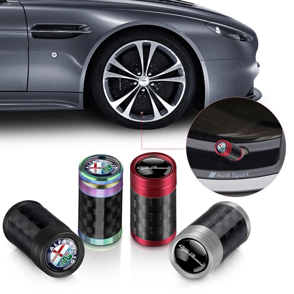 

4pcs Metal Car Badge Wheel Tire Valve Stem Caps Covers Auto Accessories For Alfa Romeo 147 Giulia 159 Quadrifoglio Giulietta 166