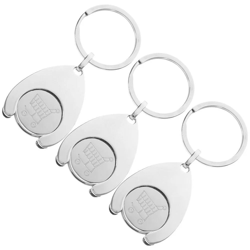 

3 Pcs Car Key Chain Cart Token Keyrings Coin Pendant Trolley Metal Portable Tokens Shopping