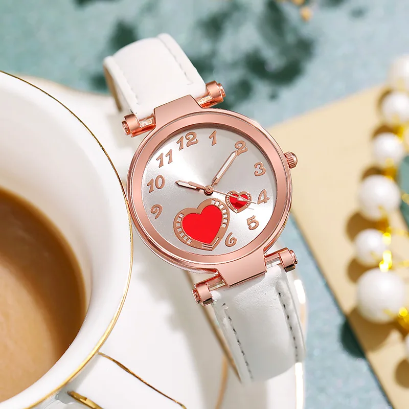 Girl Korean Style Simple Accessories Youth Student Peach Heart Cute Children Girl Japanese Style Soft Girl Quartz Watch