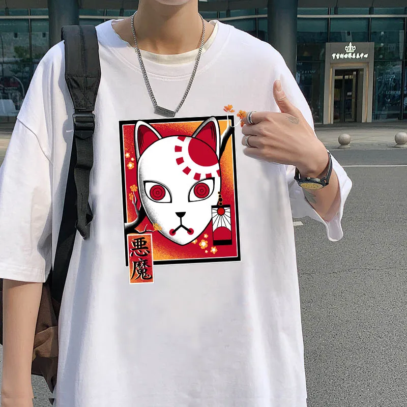 

Cartoon Demon Slayer Funny Men's T-Shirts Casual Cotton Tee Short Sleeve Tops Summer Male Clothes Japan Anime T Shirts Unisex