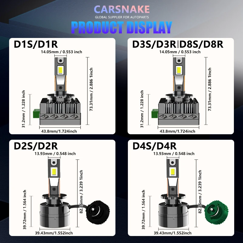 Carsnake Светодиодные Автомобильные Фары D1S D1R D2S D3S D4S D8S Canbus 60000Lm Дальний Свет Ближнего