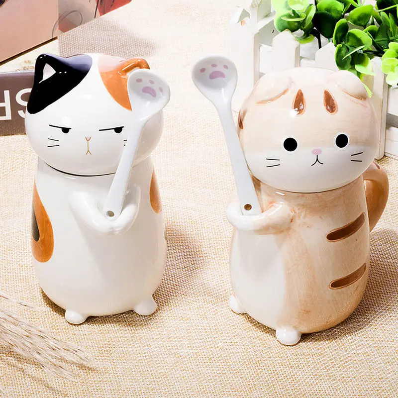 

Кружка с кошачьими когтями, кружка с кошками и животными, креативная керамическая кружка, подарок на день рождения с крышкой для чашки, ложк...