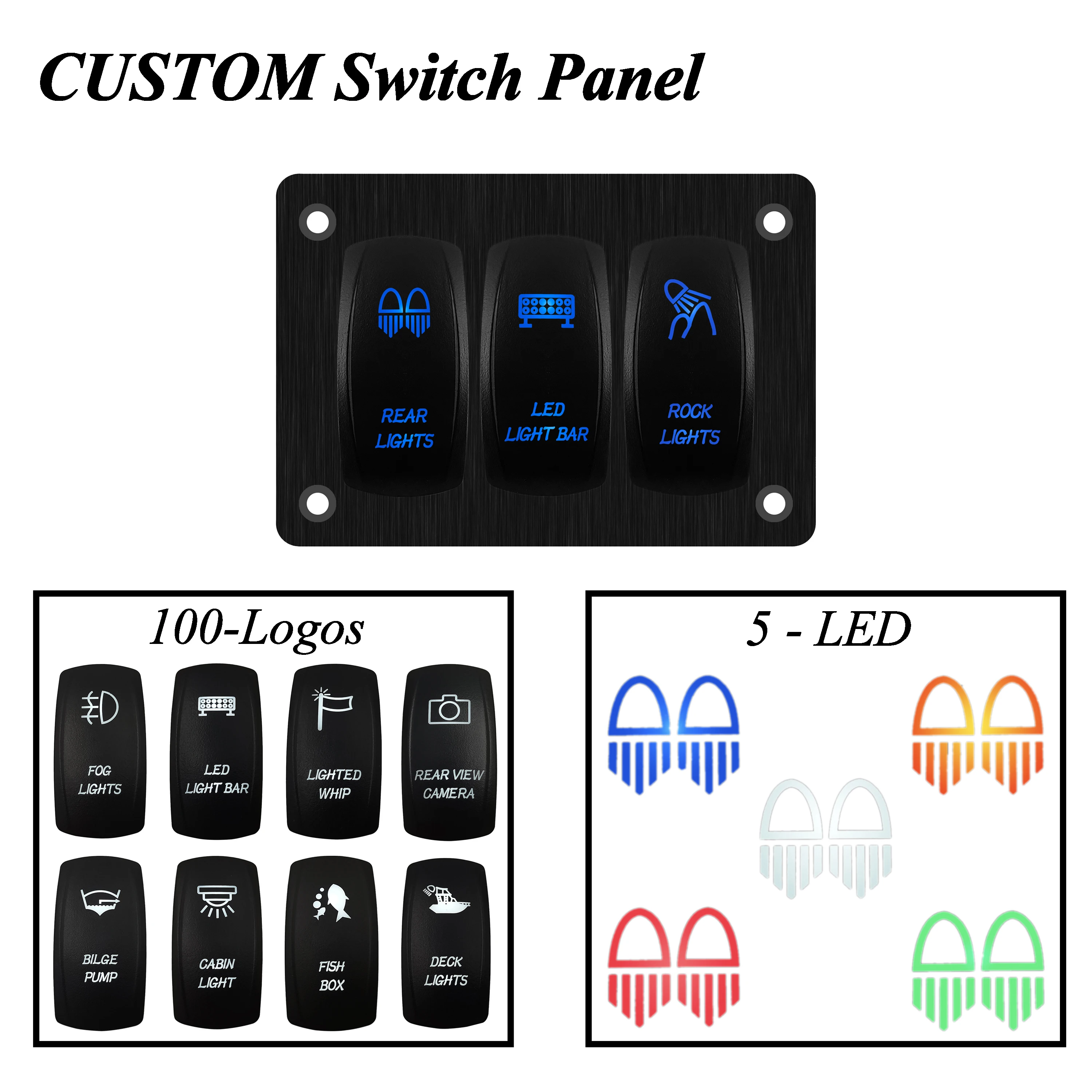 

Водонепроницаемая 3-х клавишная алюминиевая панель, 12 В, 20 А